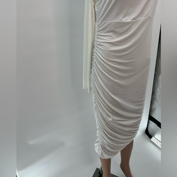 MATERNITY RUCHED ASYMMETRIC MIDI DRESS SZ 10 NWT - Picture 5 of 12